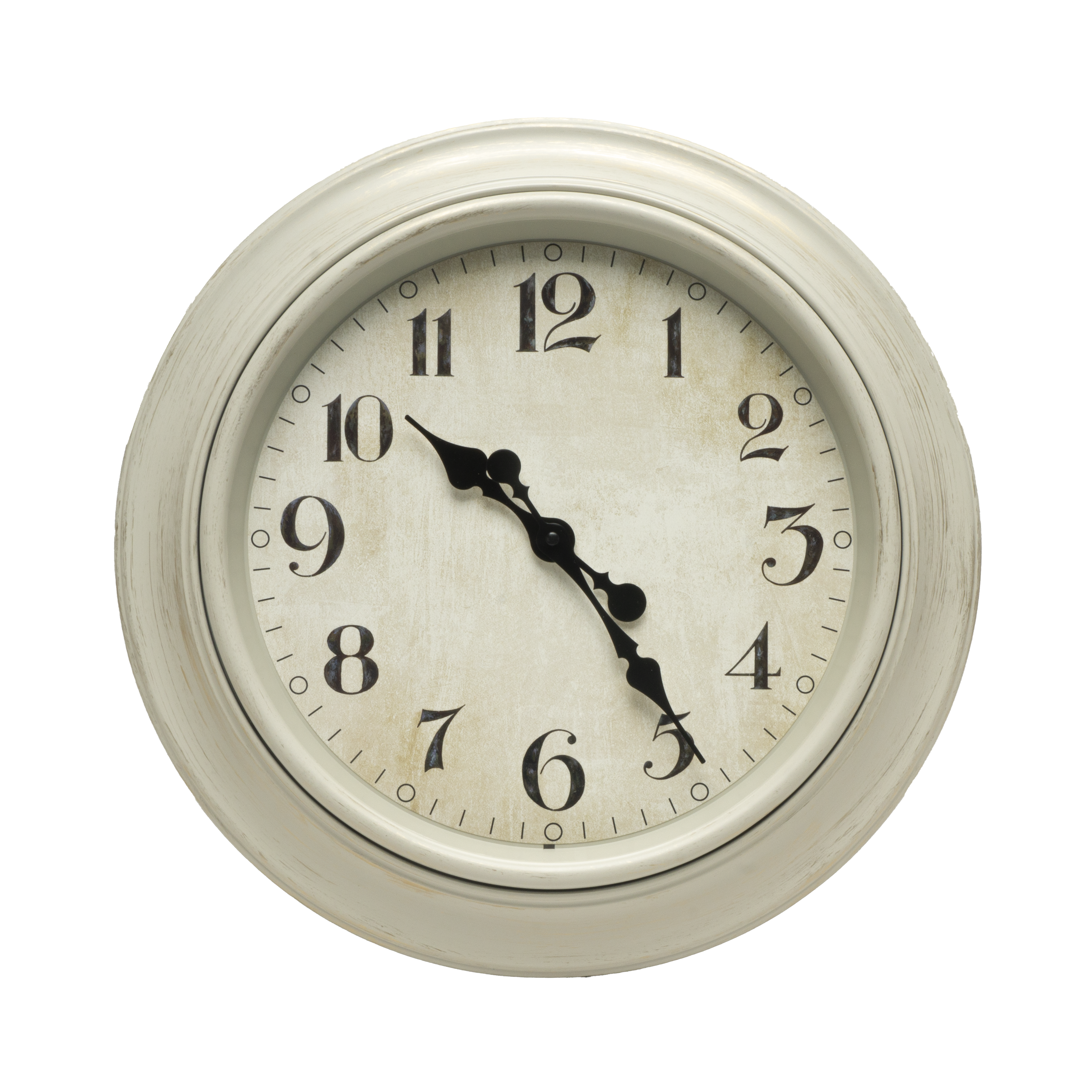 Reloj de pared Lamba blanco de 46cm, vista frontal, agujas retro, Fabrilamp.