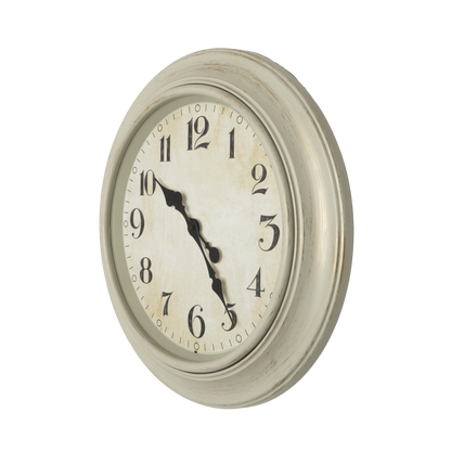 Reloj de pared Lamba blanco de 46cm, vista frontal, agujas retro, Fabrilamp.