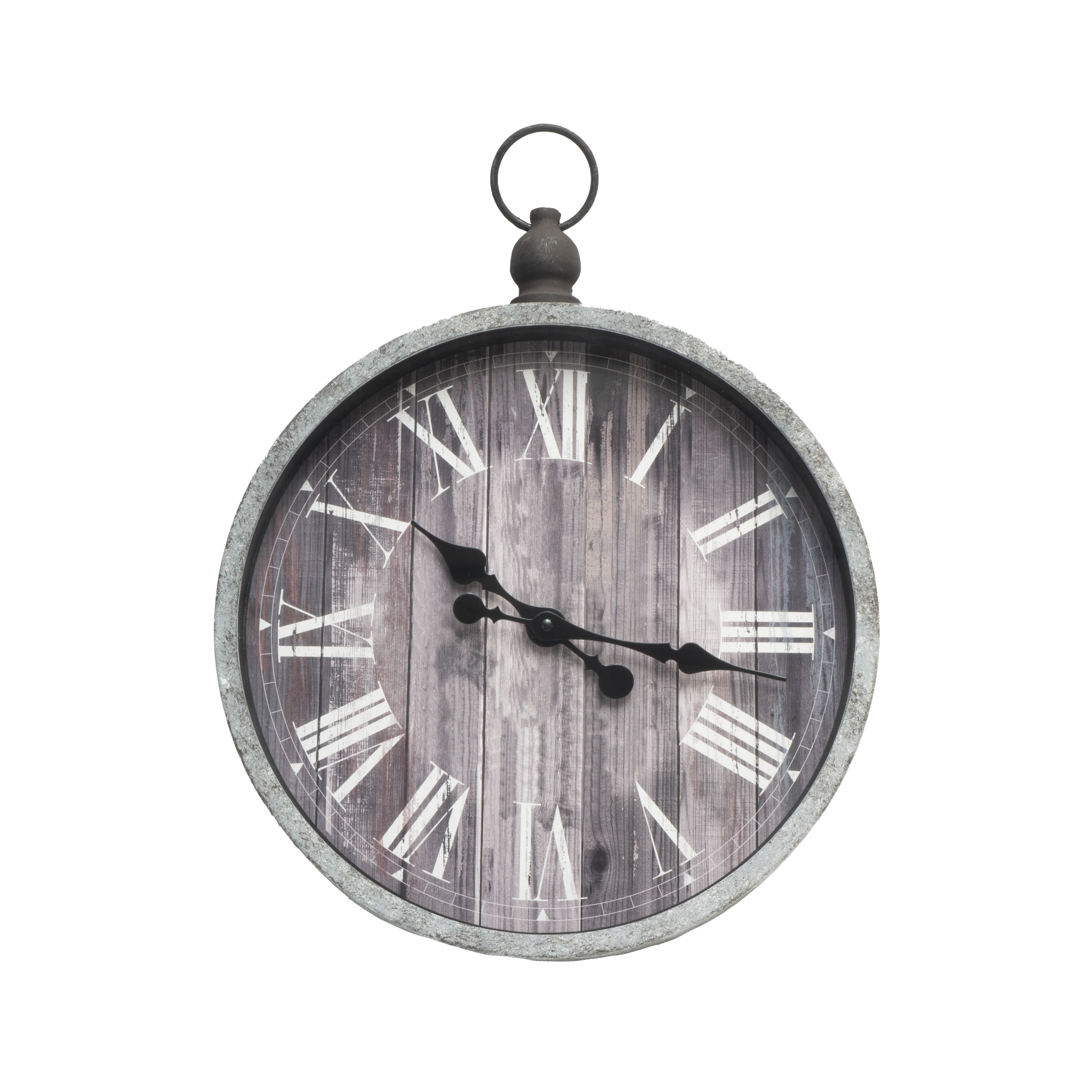 Reloj de pared Velvet Rústico de Fabrilamp, vista frontal, agujas retro, diseño vintage.