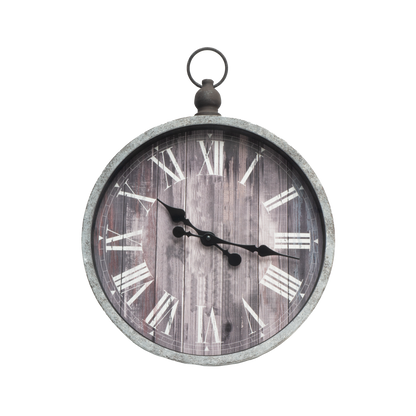 Reloj de pared Velvet Rústico de Fabrilamp, vista frontal, agujas retro, diseño vintage.