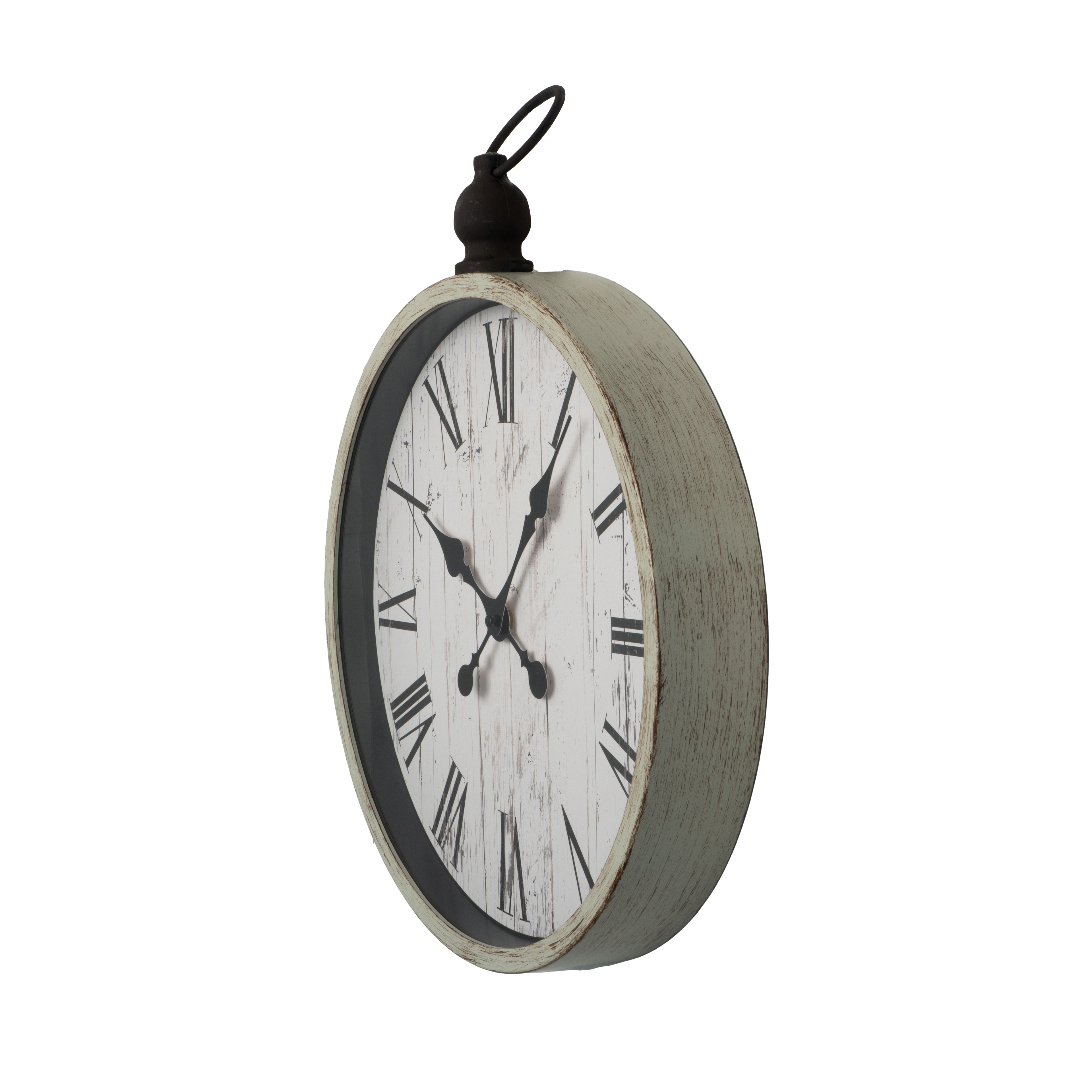 Reloj de pared Velvet beis, vista frontal, agujas retro, diseño vintage.