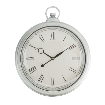 Reloj de pared Época Plata Fabrilamp, vista frontal, diseño vintage.