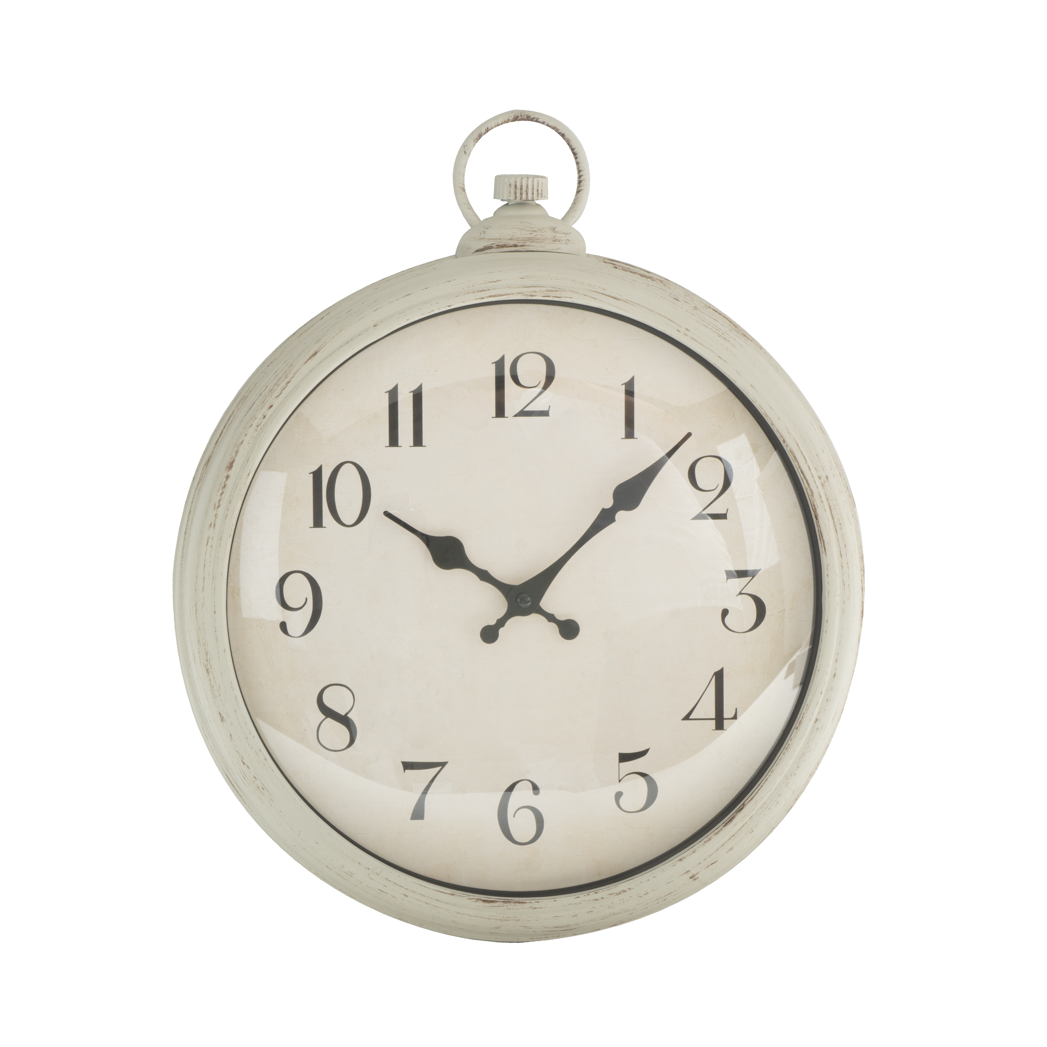 Reloj de pared Época Blanco de Fabrilamp, vista frontal, diseño vintage.