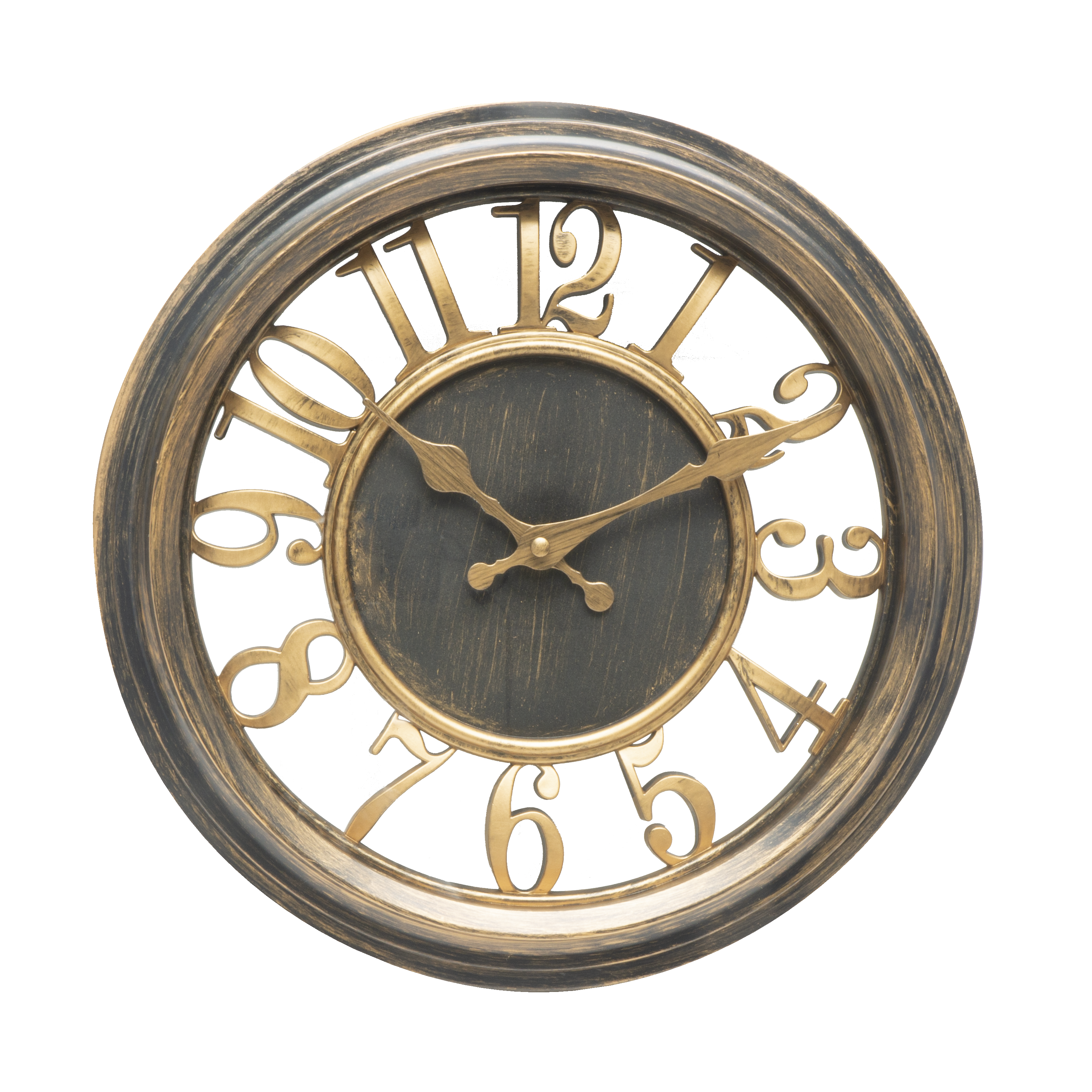 Reloj de pared Limbo de Fabrilamp en cuero envejecido, vista frontal.