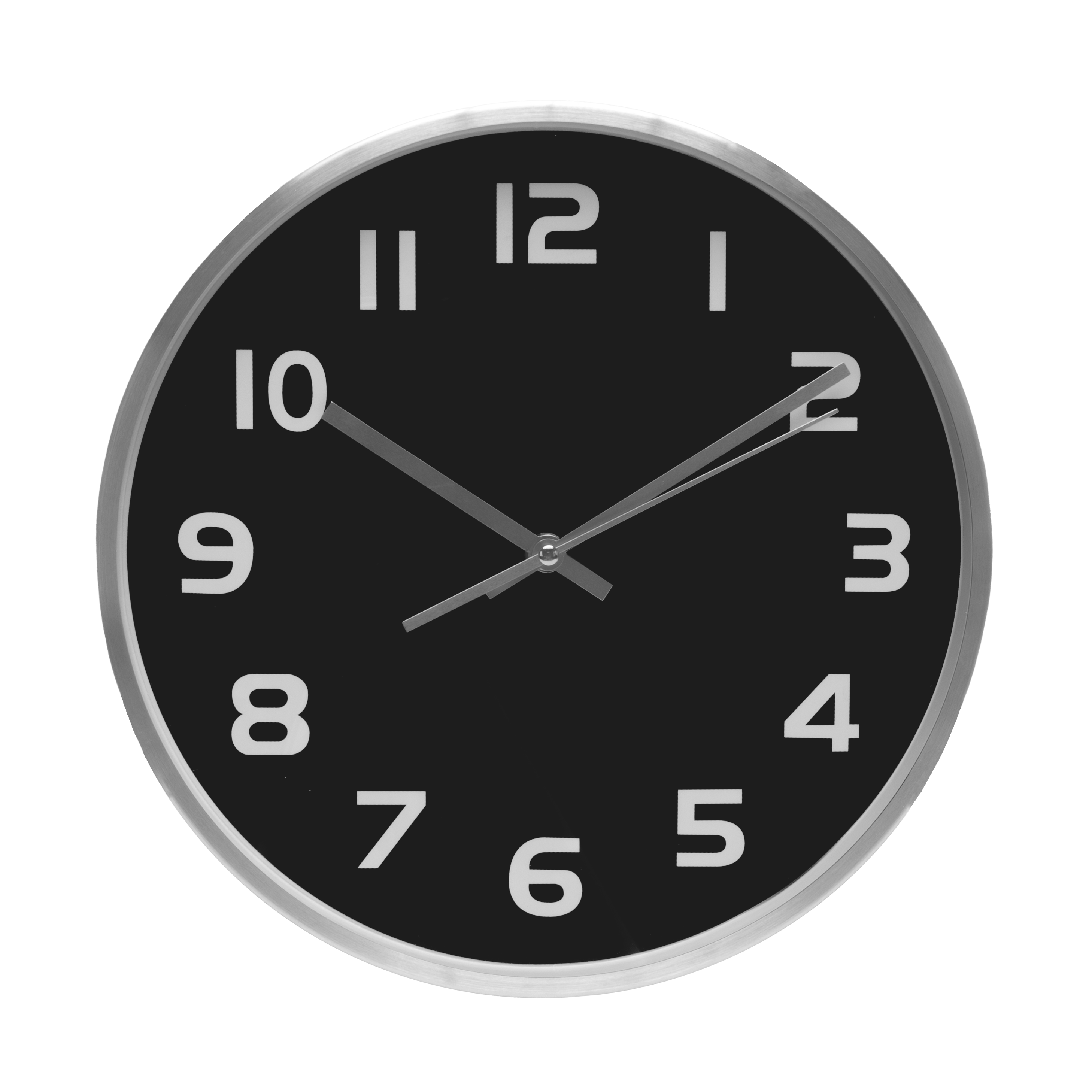 Reloj de Pared Team Aluminio-Negro 30cm, vista frontal, Fabrilamp