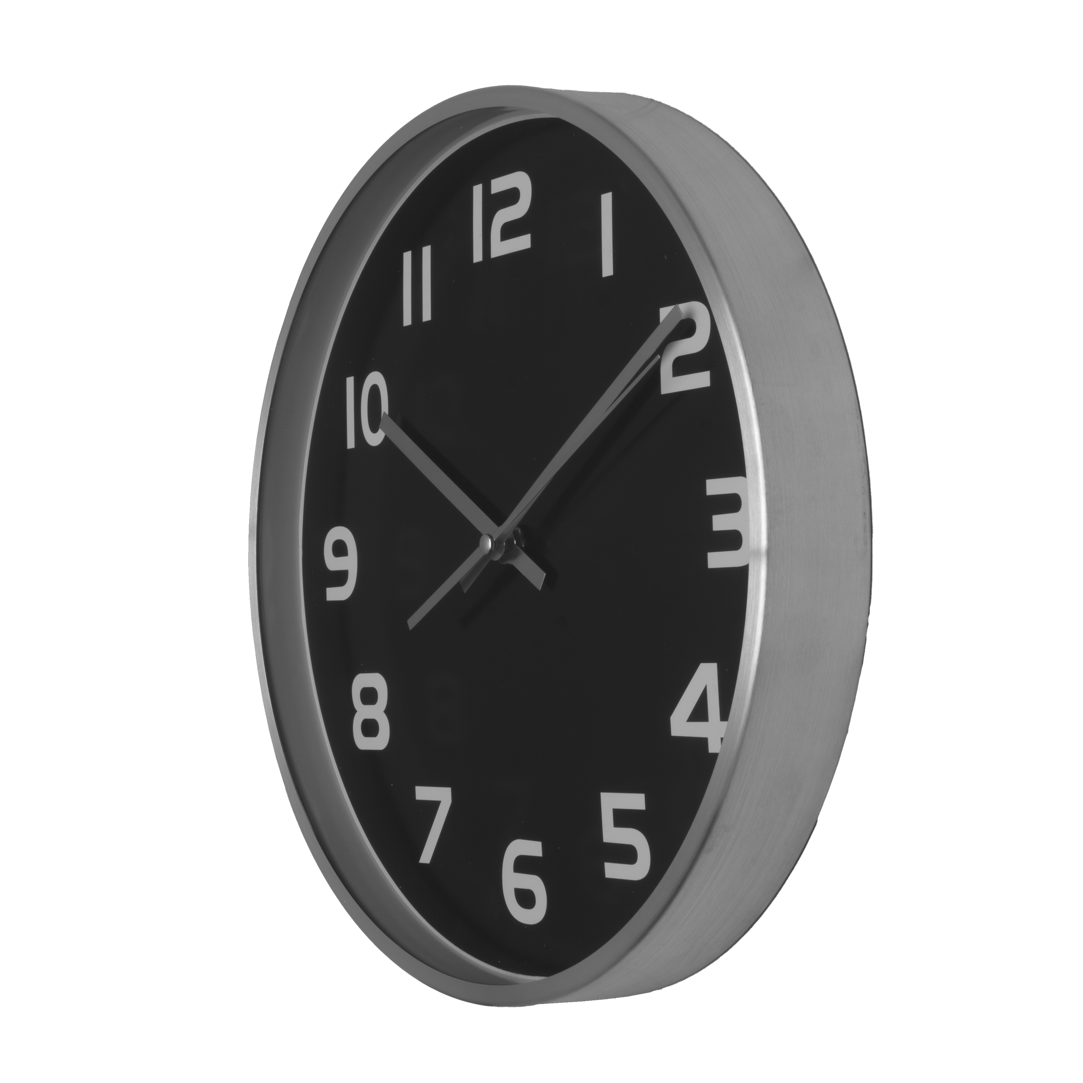 Reloj de Pared Team Aluminio-Negro 30cm, vista frontal, Fabrilamp