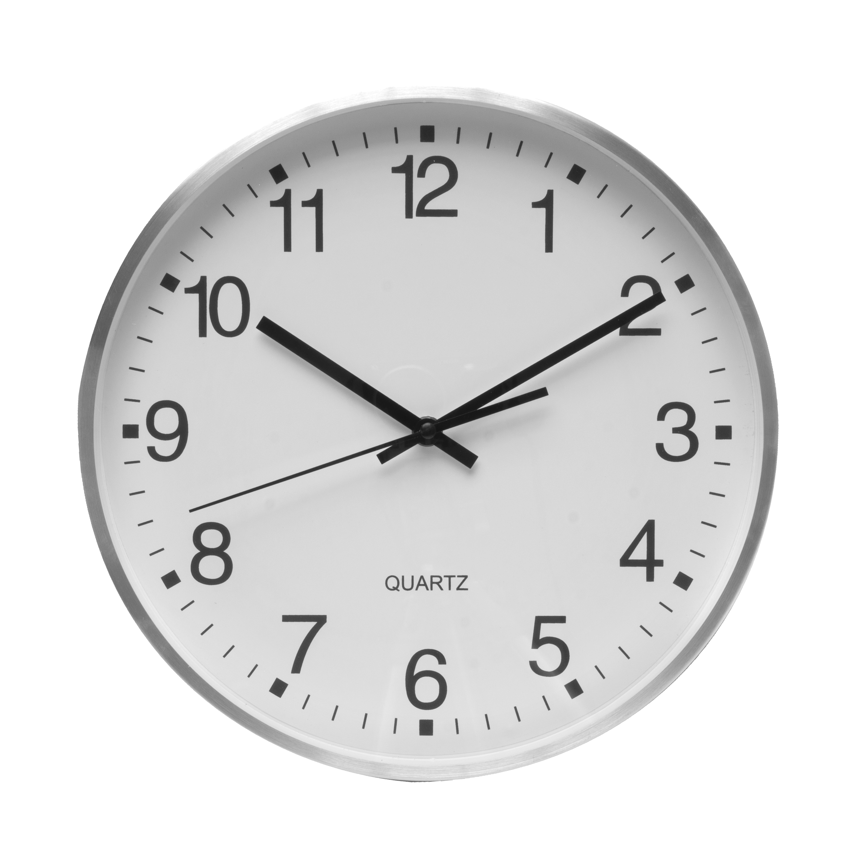 Reloj de pared Team Aluminio-Blanco 30cm de Fabrilamp, vista frontal.