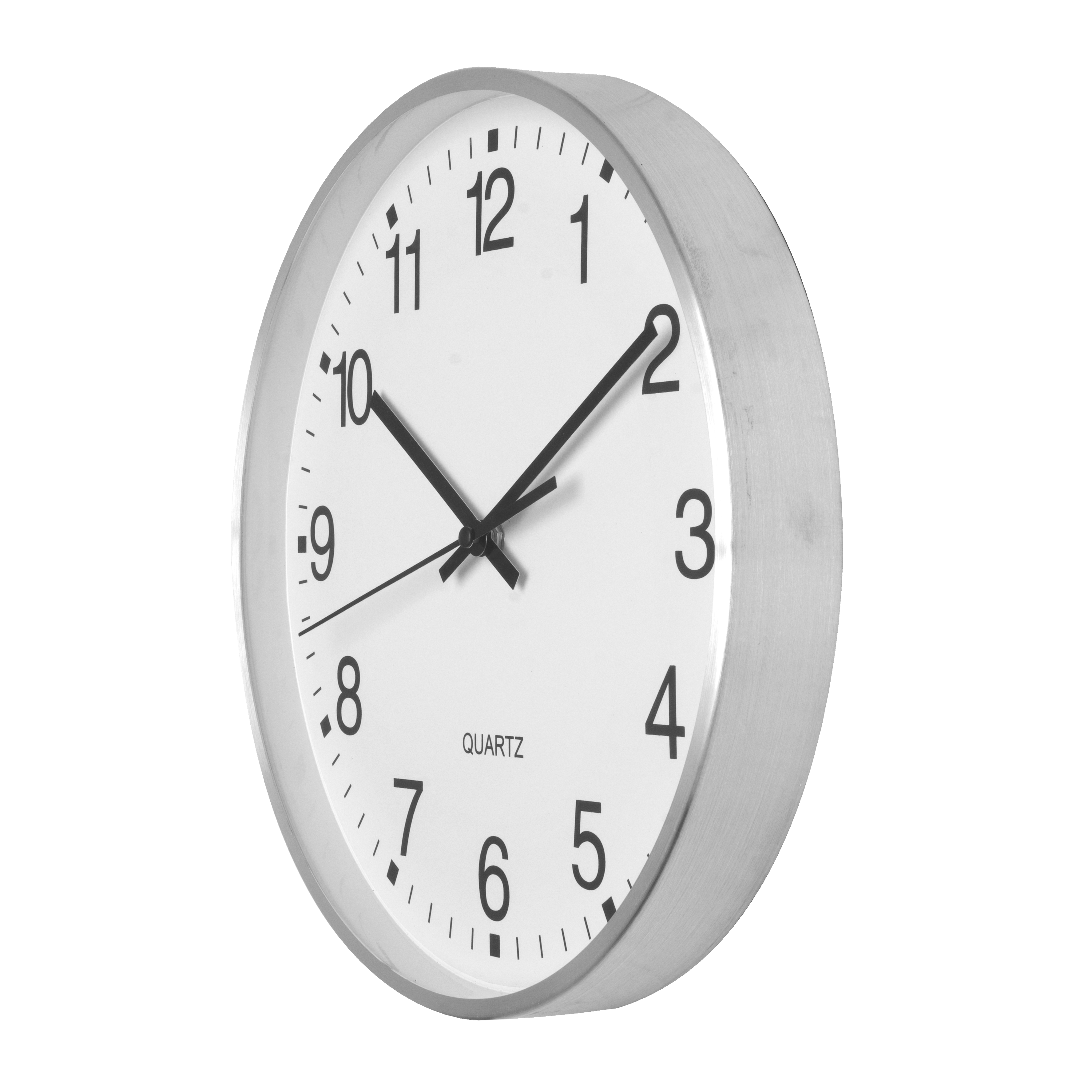 Reloj de pared Team Aluminio-Blanco 30cm de Fabrilamp, vista frontal.