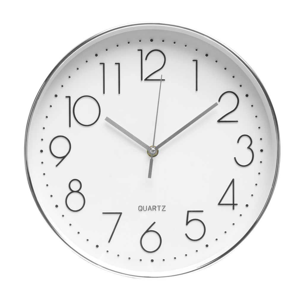 Reloj de pared Tiempo Plata 30cm de Fabrilamp, vista frontal.