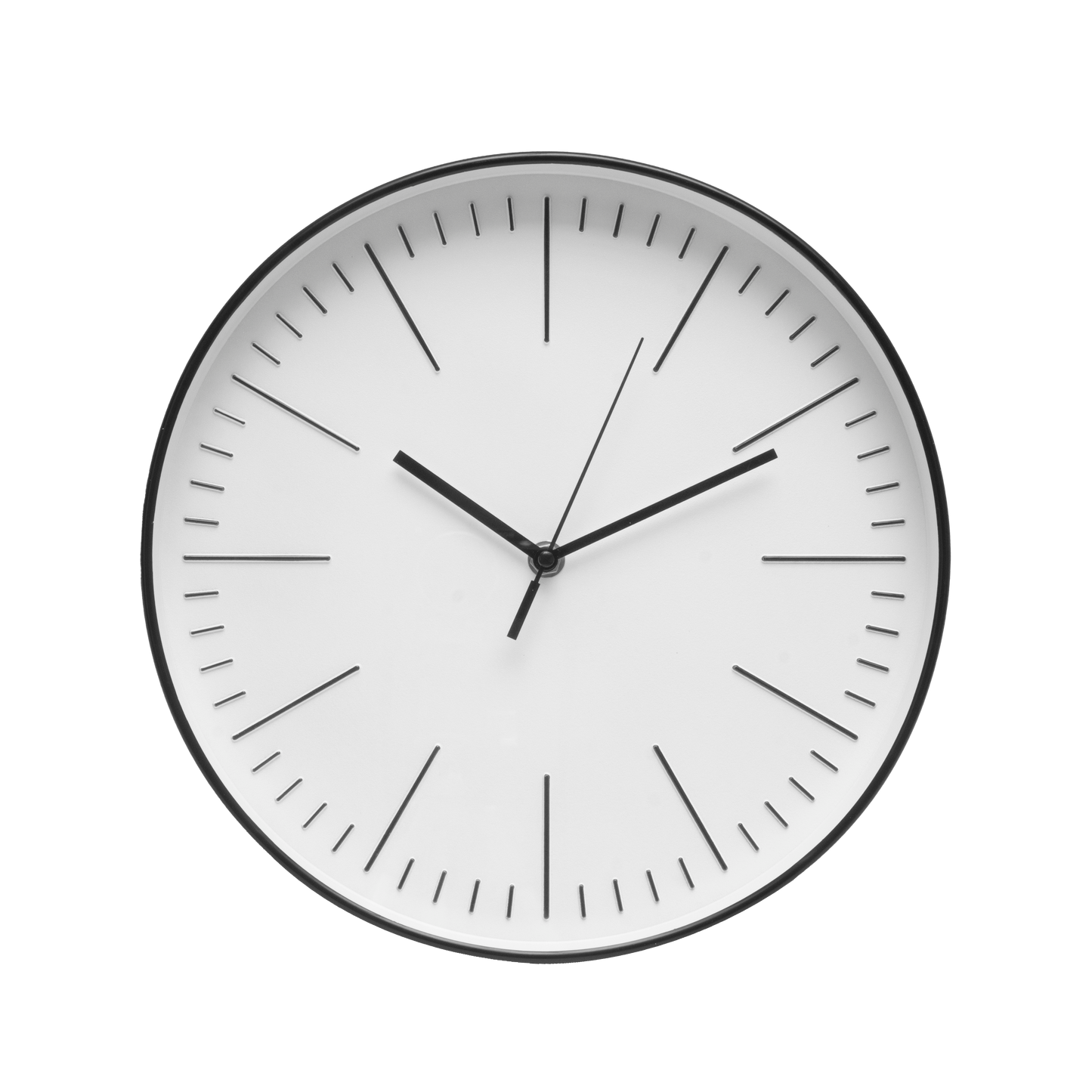 Reloj de pared Hera negro de 30cm, vista frontal, Fabrilamp.