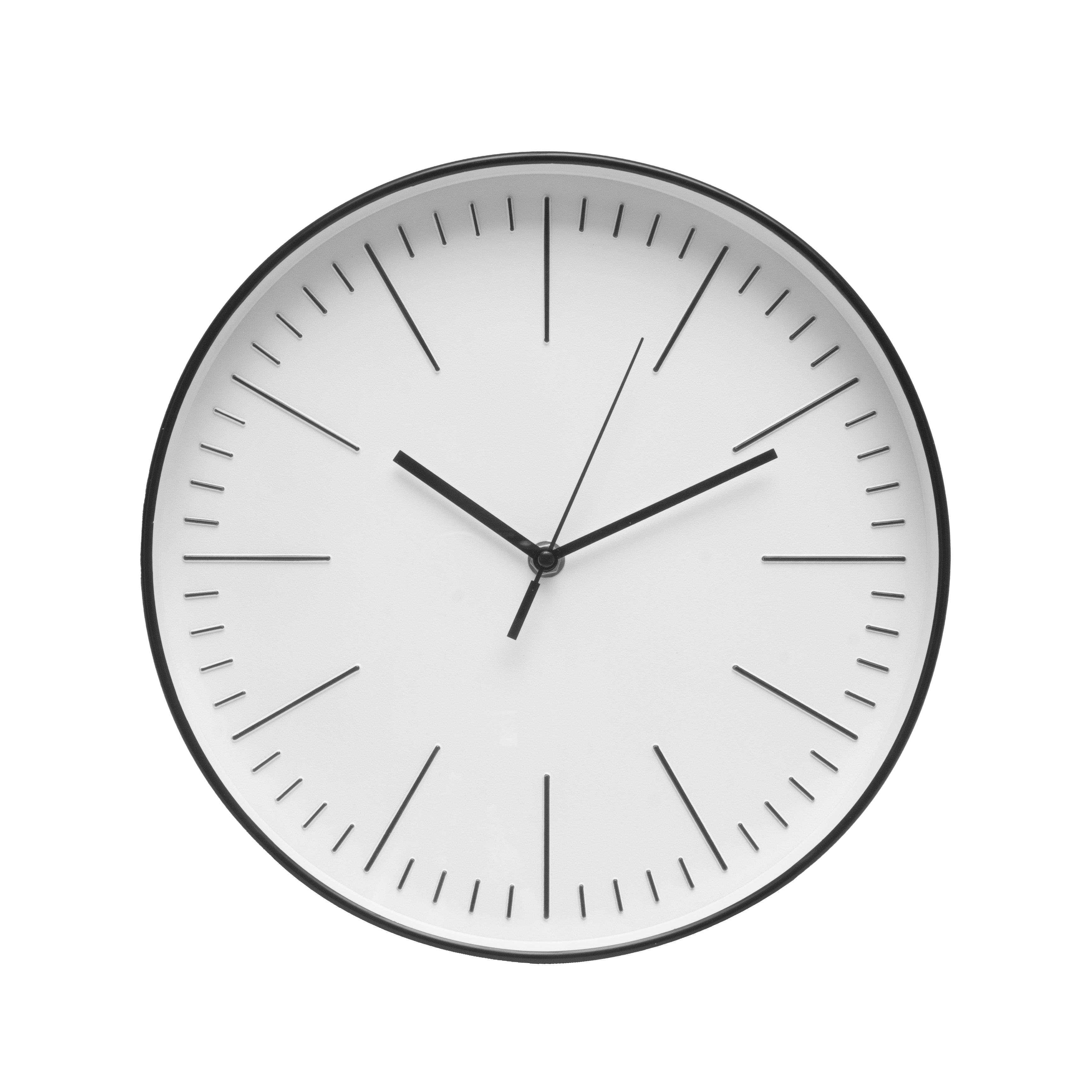 Reloj de pared Hera negro de 30cm, vista frontal, Fabrilamp.