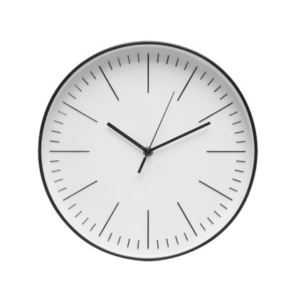 Reloj de pared Hera negro de 30cm, vista frontal, Fabrilamp.