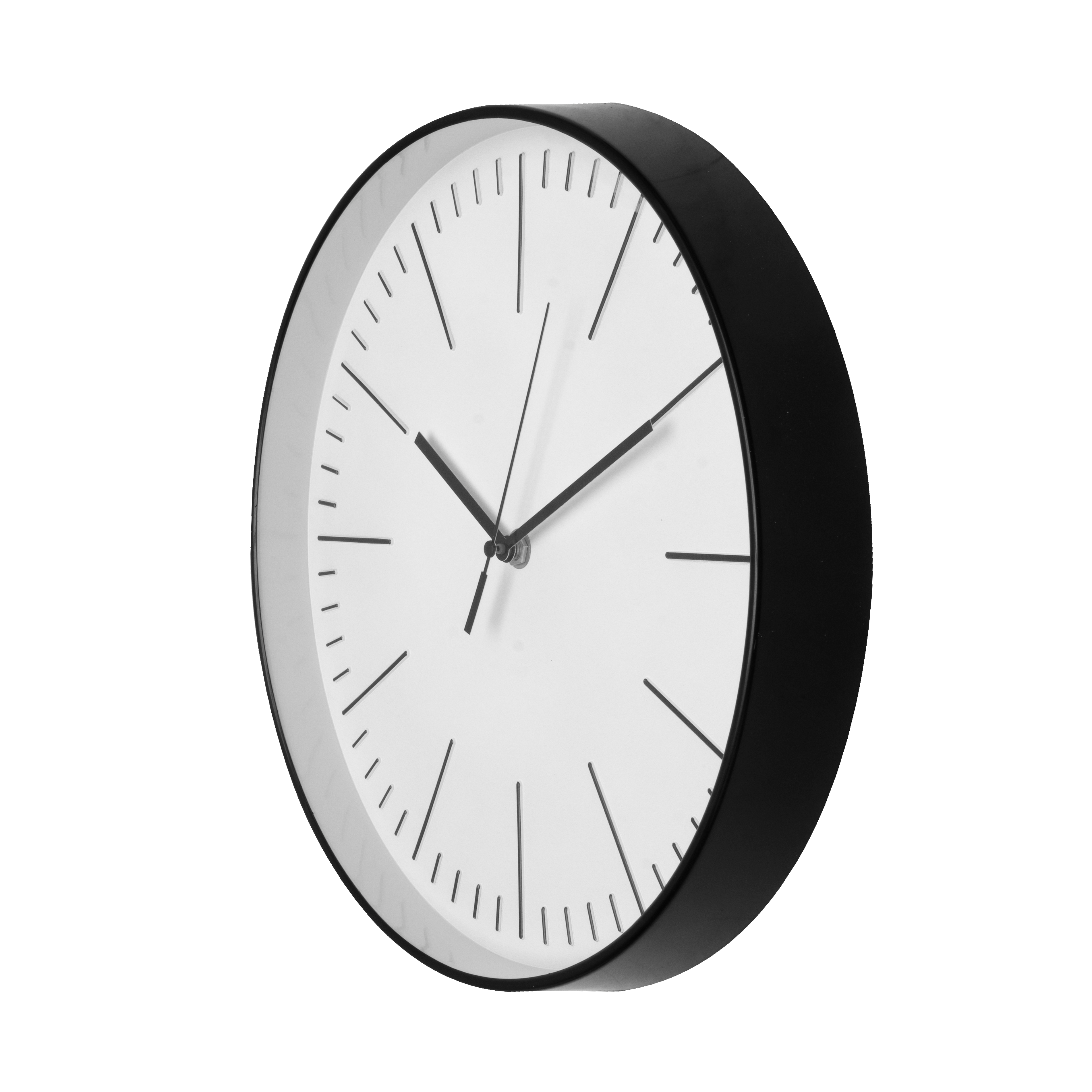 Reloj de pared Hera negro de 30cm, vista frontal, Fabrilamp.