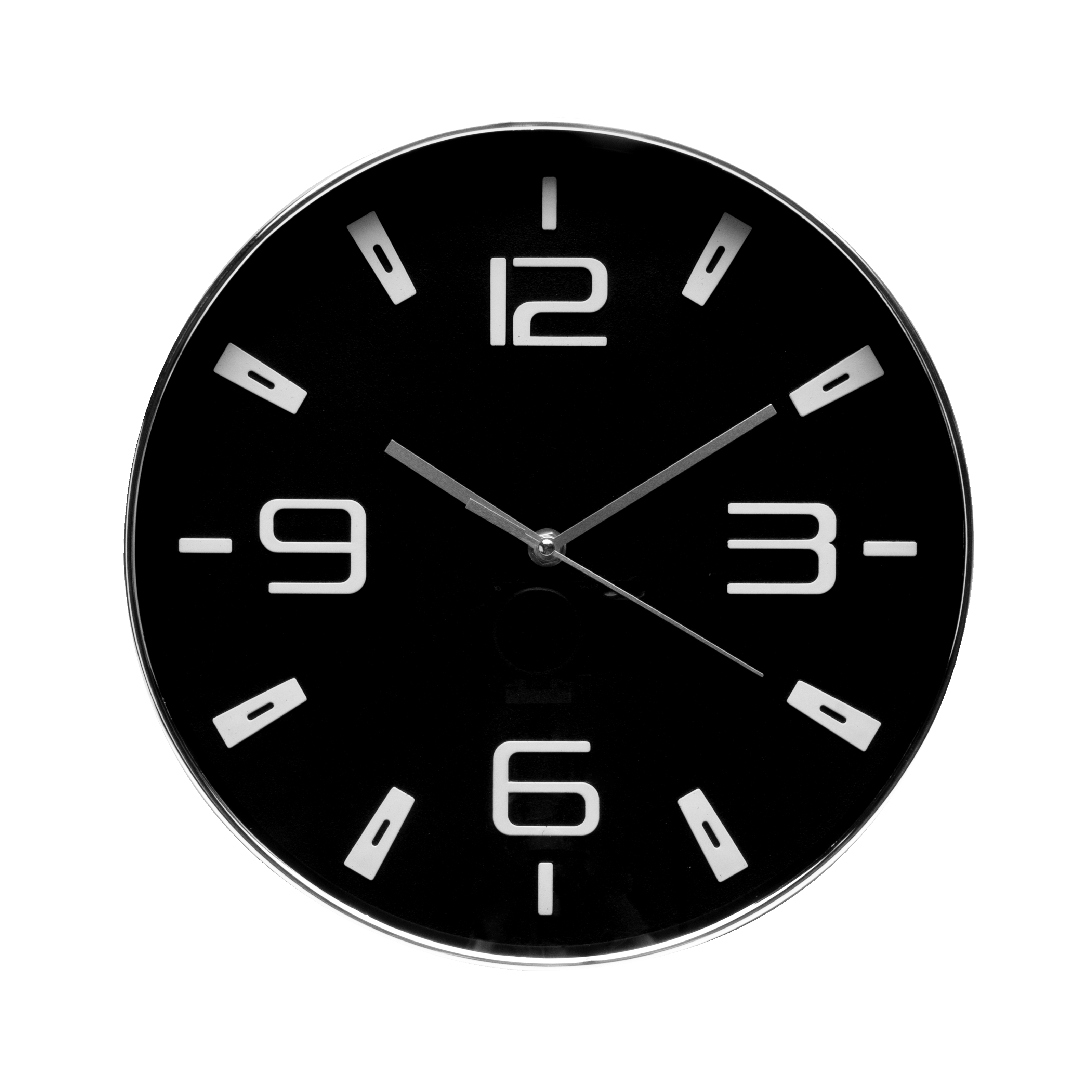 Reloj de pared Aroa plata/negro 30cm, vista frontal, Fabrilamp.