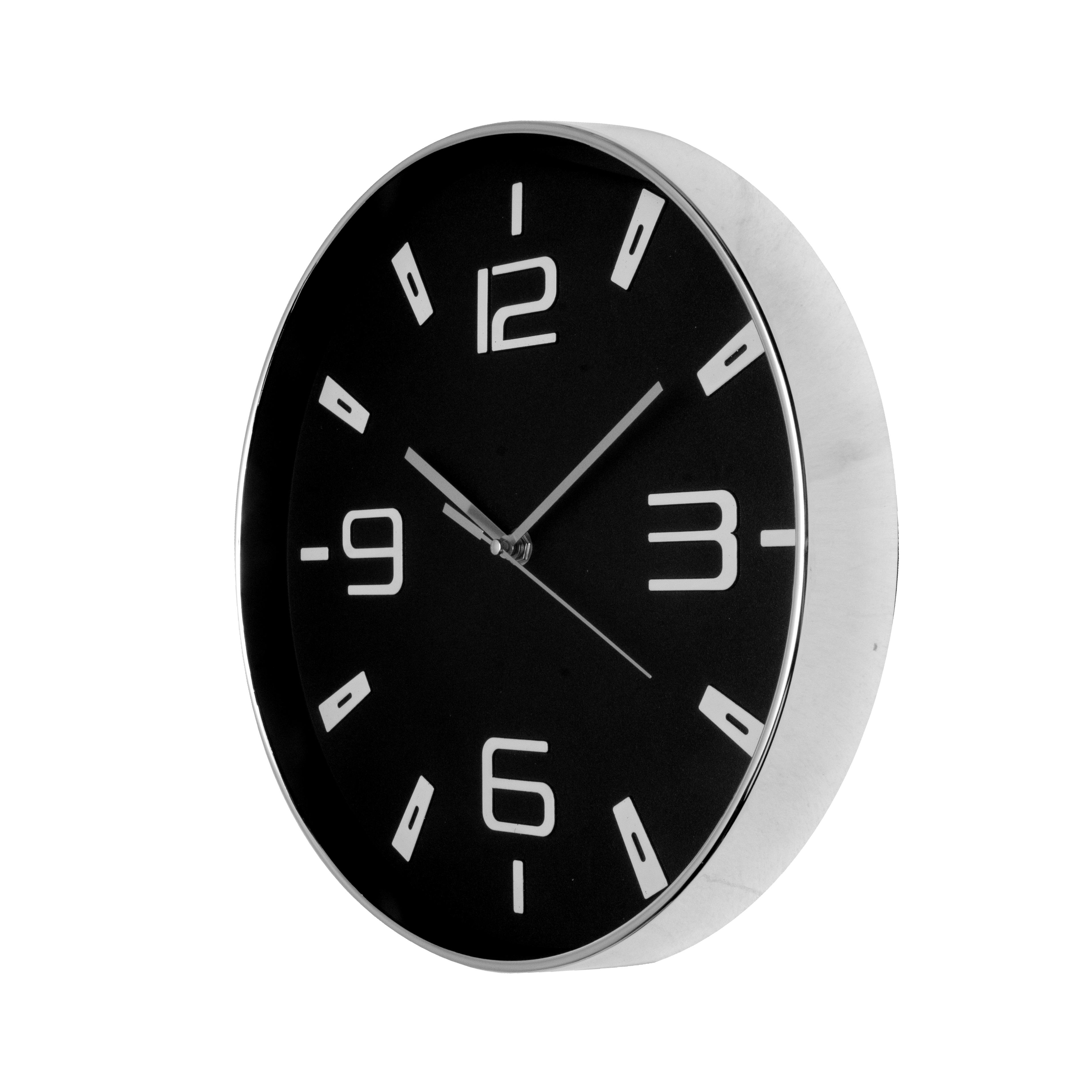 Reloj de pared Aroa plata/negro 30cm, vista frontal, Fabrilamp.