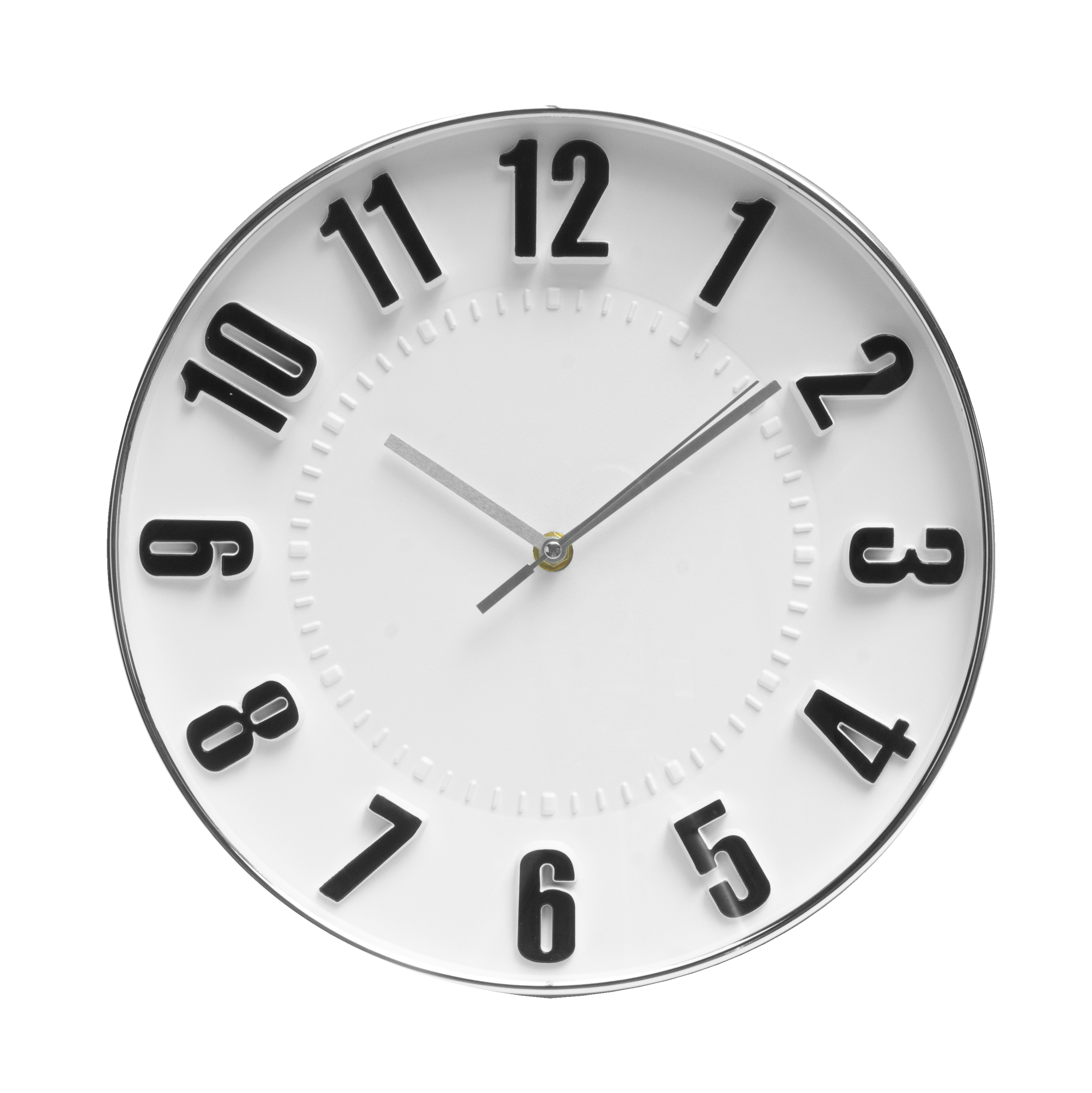 Reloj de pared Hora Plata 30cm de Fabrilamp, vista frontal.