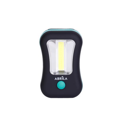 Linterna LED COB Flash Compacta negra y verde con gancho e imán, 200 lúmenes.