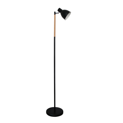 Lámpara de pie Afocar fabricada en metal color negro y madera de haya
