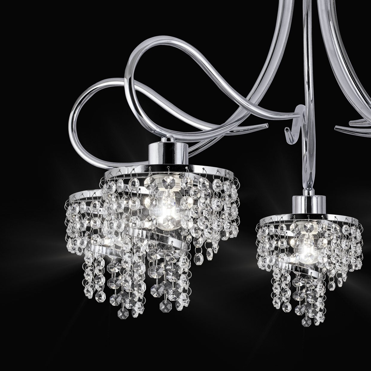 Esquema con dimensiones de la lámpara colgante 5 luces DORA AJP