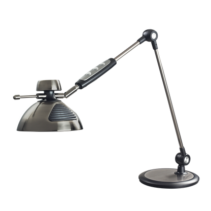 Lámpara de escritorio moderna en níquel y negro, ideal para estudio