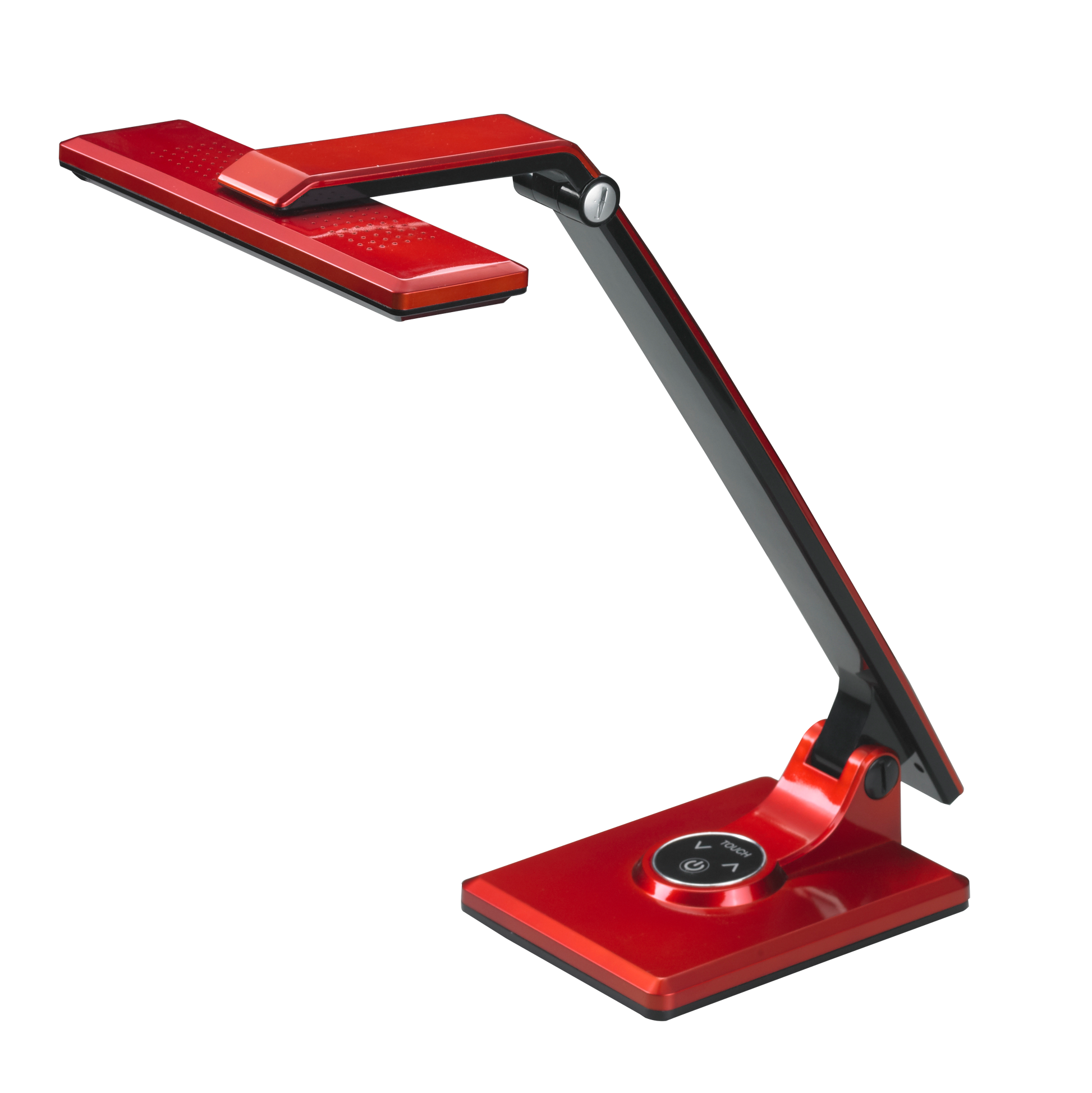 Flexo Vinchi fabricado en ABS color Negro/Rojo, ideal para iluminar tu escritorio