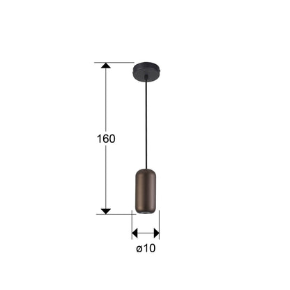 Plano con medidas de Lámpara Colgante Nimes 1 Luz Negro Mate y Marrón Schuller