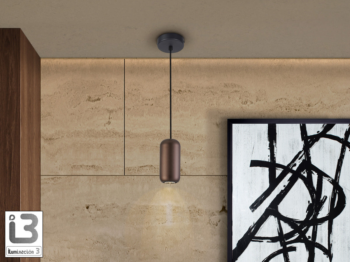 Lámpara Colgante Nimes 1 Luz Negro Mate y Marrón Schuller en ambiente decorado | Schuller