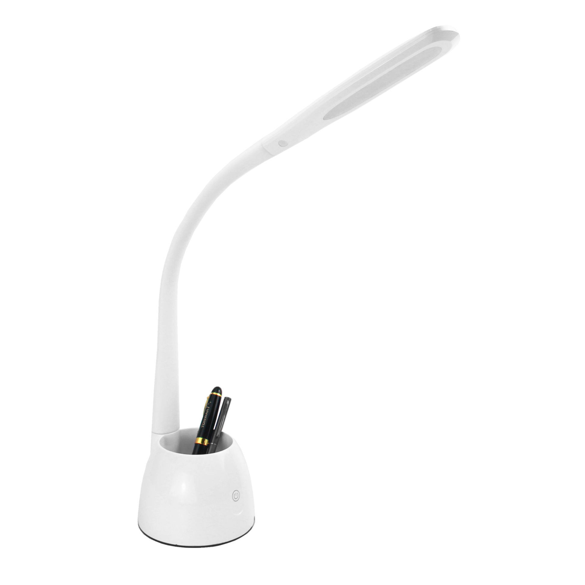 Lámpara de escritorio Cobain fabricada en ABS color blanco, con cuello flexible