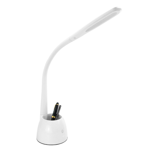 Lámpara de escritorio Cobain fabricada en ABS color blanco, con cuello flexible