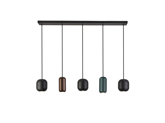 Lámpara Colgante Nimes 5 Luces Negro Mate Multicolor Schuller - vista principal | Schuller