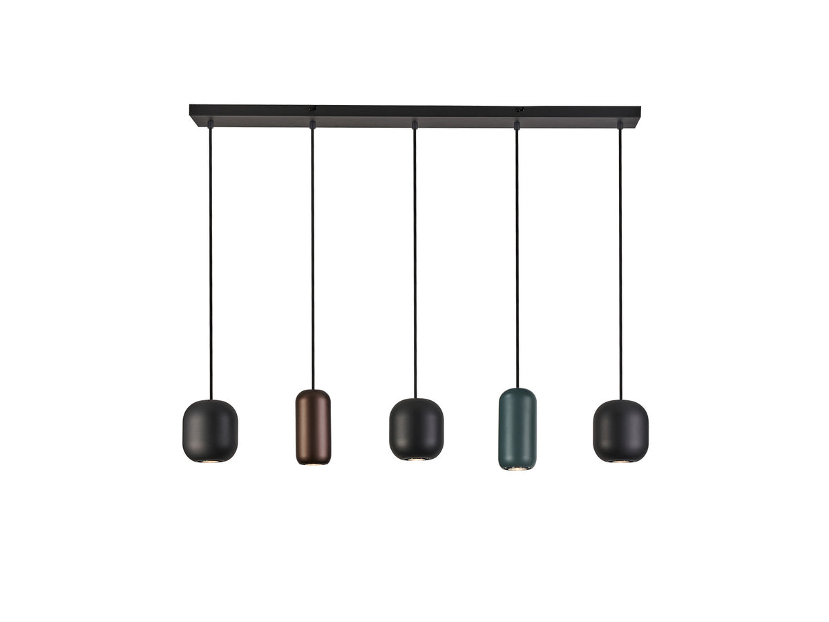 Lámpara Colgante Nimes Metal Negro Mate y Colores Schuller - 5 luces | Schuller · Ref. 12863