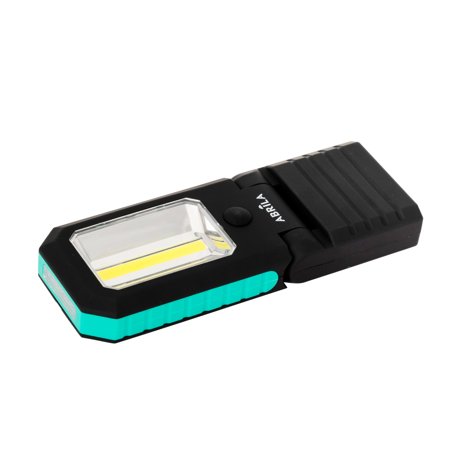 Vista lateral de la Linterna RUMBO LED COB de Fabrilamp mostrando su diseño compacto y articulable