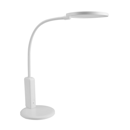 Flexo Verne 7w LED inalámbrico blanco de Fabrilamp, con control táctil y regulable, ideal para escritorio.