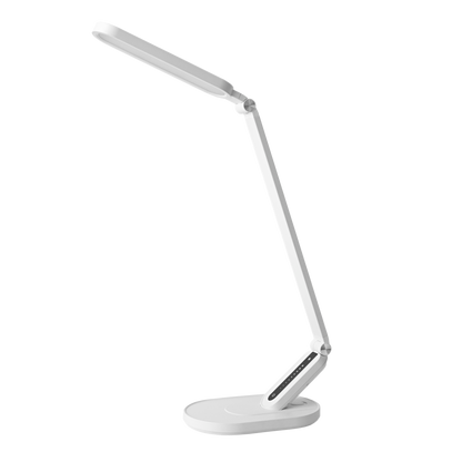 Lámpara de escritorio LED blanca con puerto USB, perfecta para estudio