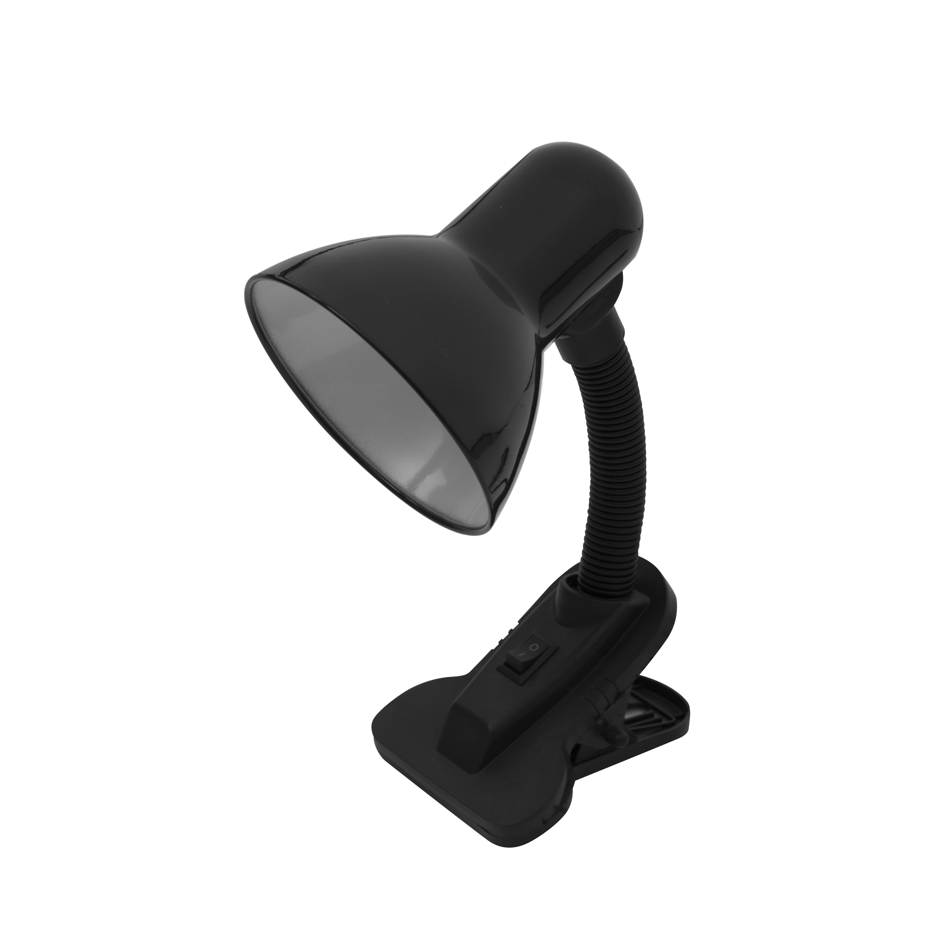 Flexo Yezco Negro E27 con pinza, flexible y orientable. Fabrilamp.