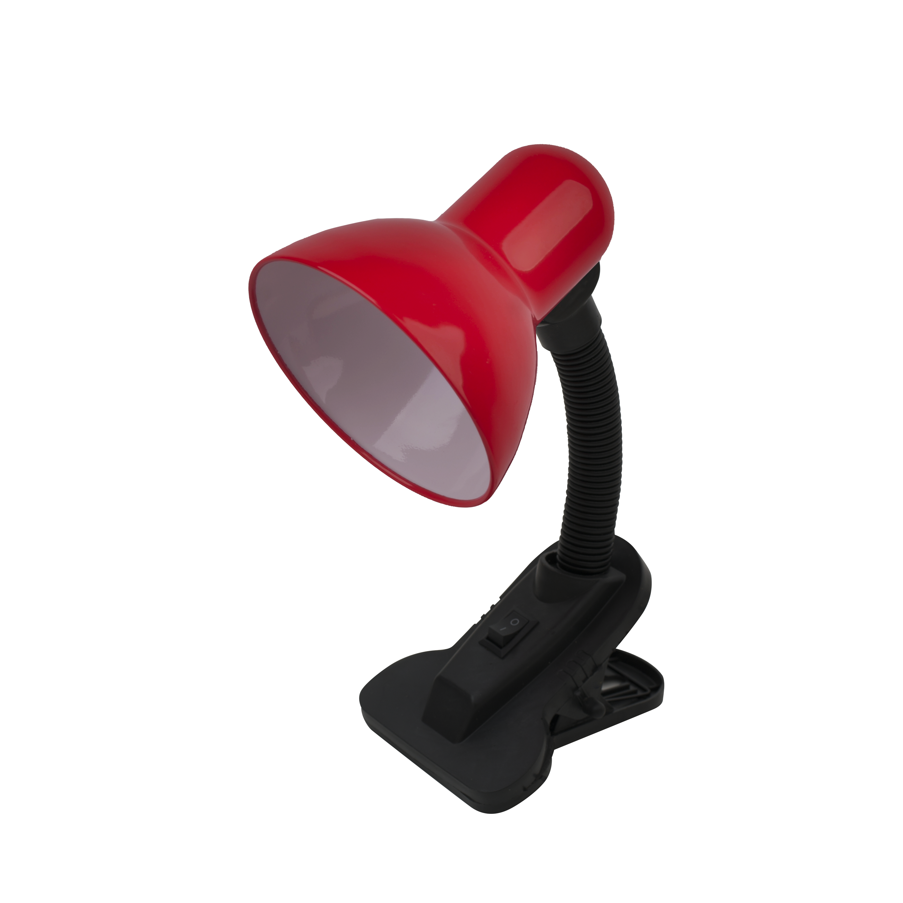 Flexo Yezco Rojo con pinza, flexible y orientable de Fabrilamp. Perfecto para escritorios y mesas.