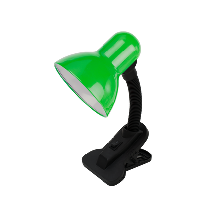 Flexo Yezco verde con pinza, flexible y orientable, ideal para escritorio o mesita de noche. Fabrilamp.