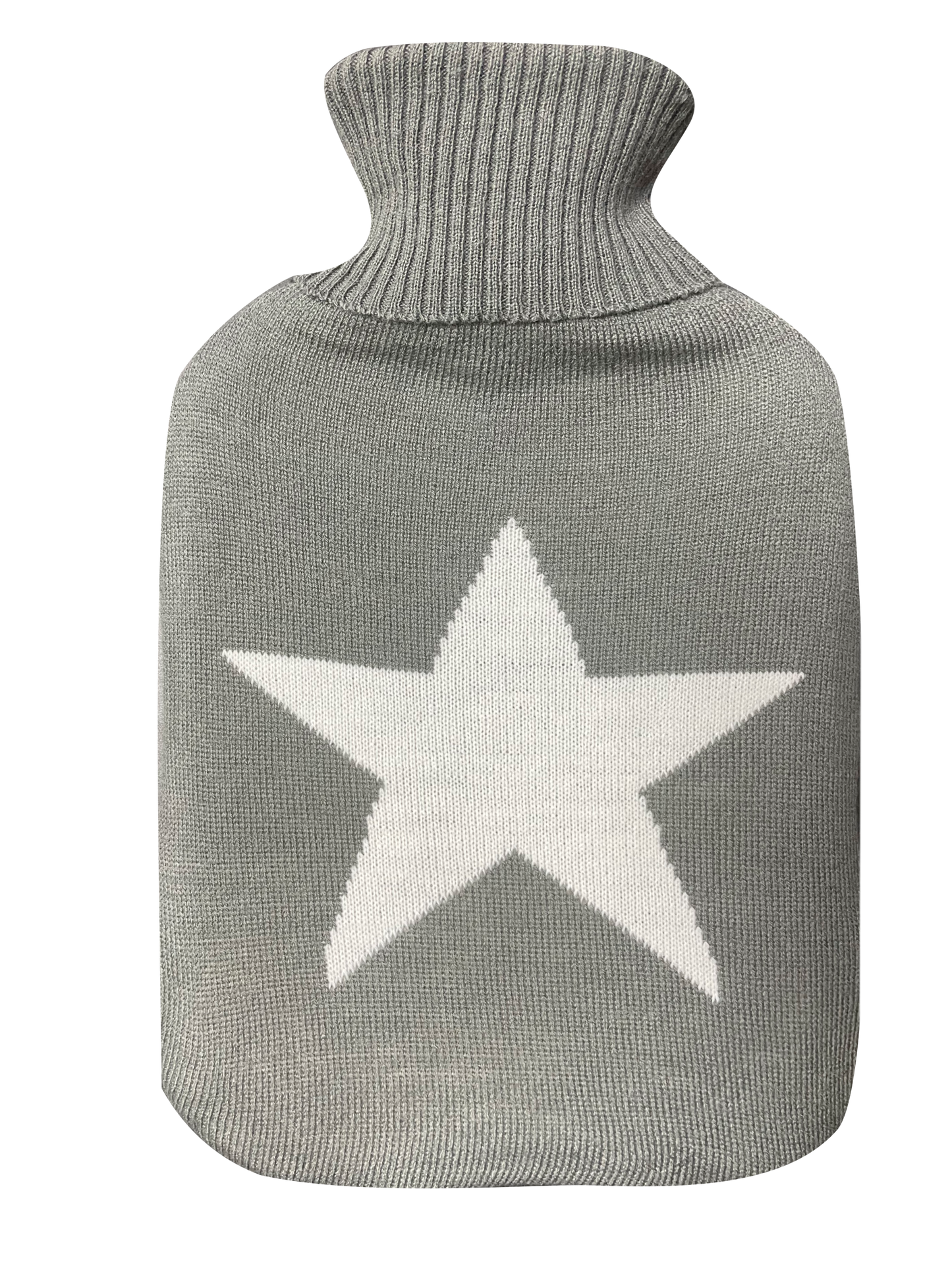 Bolsa de agua caliente MIMO 1.7L de Fabrilamp, vista frontal, color blanco y gris con diseño de estrella.