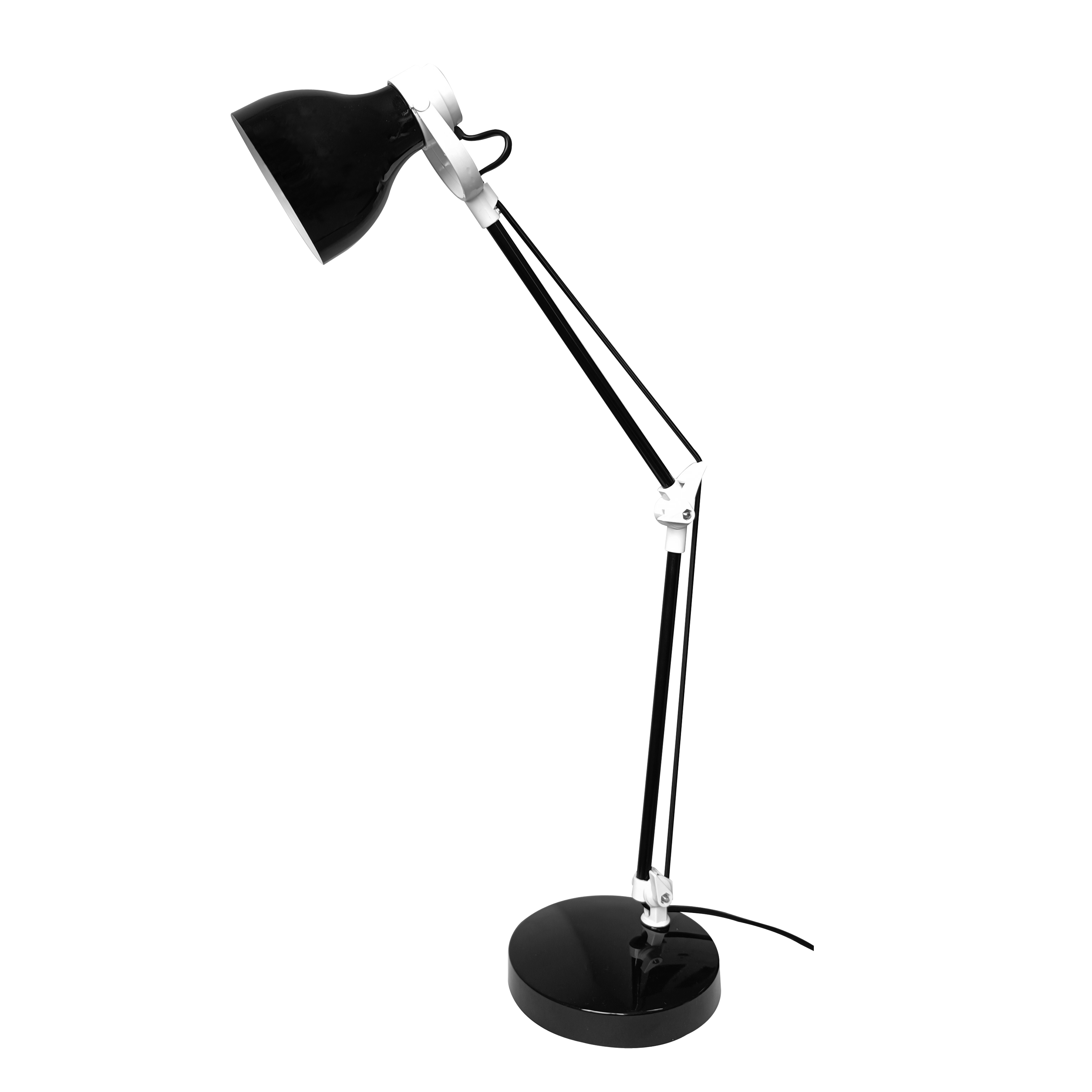 Flexo Carpo Negro/Blanco E14 orientable y articulable de Fabrilamp. Iluminación moderna para escritorio.