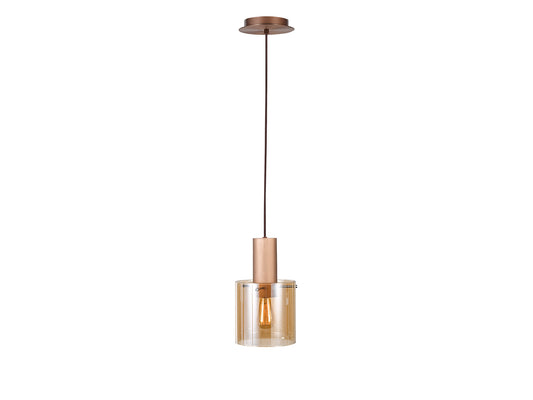 Lámpara Colgante Venize Cobre Satinado y Cristal Ámbar Schuller - vista principal | Schuller
