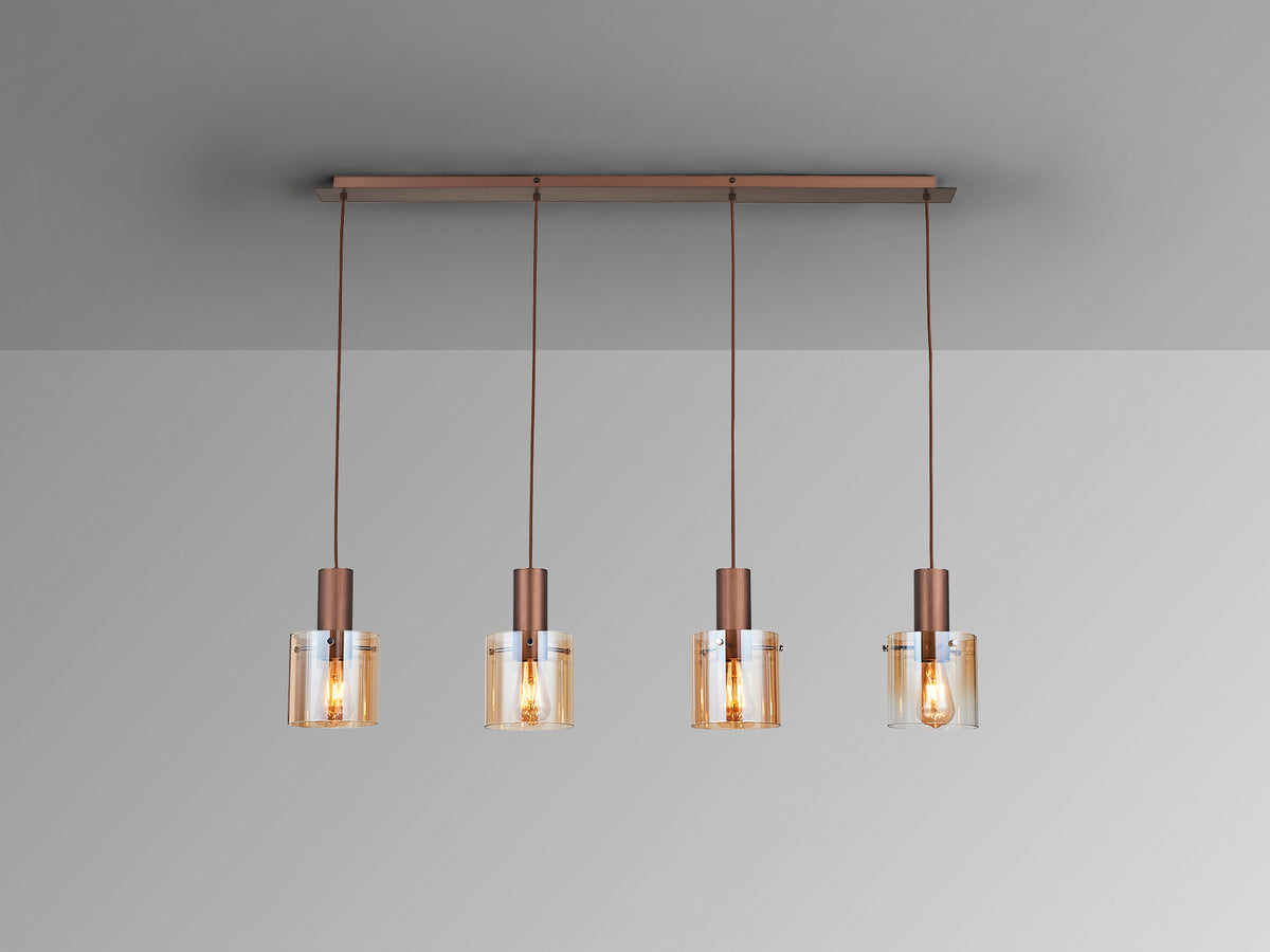 Lámpara Colgante Venize 4 Luces Cobre y Ámbar Schuller en ambiente decorado | Schuller