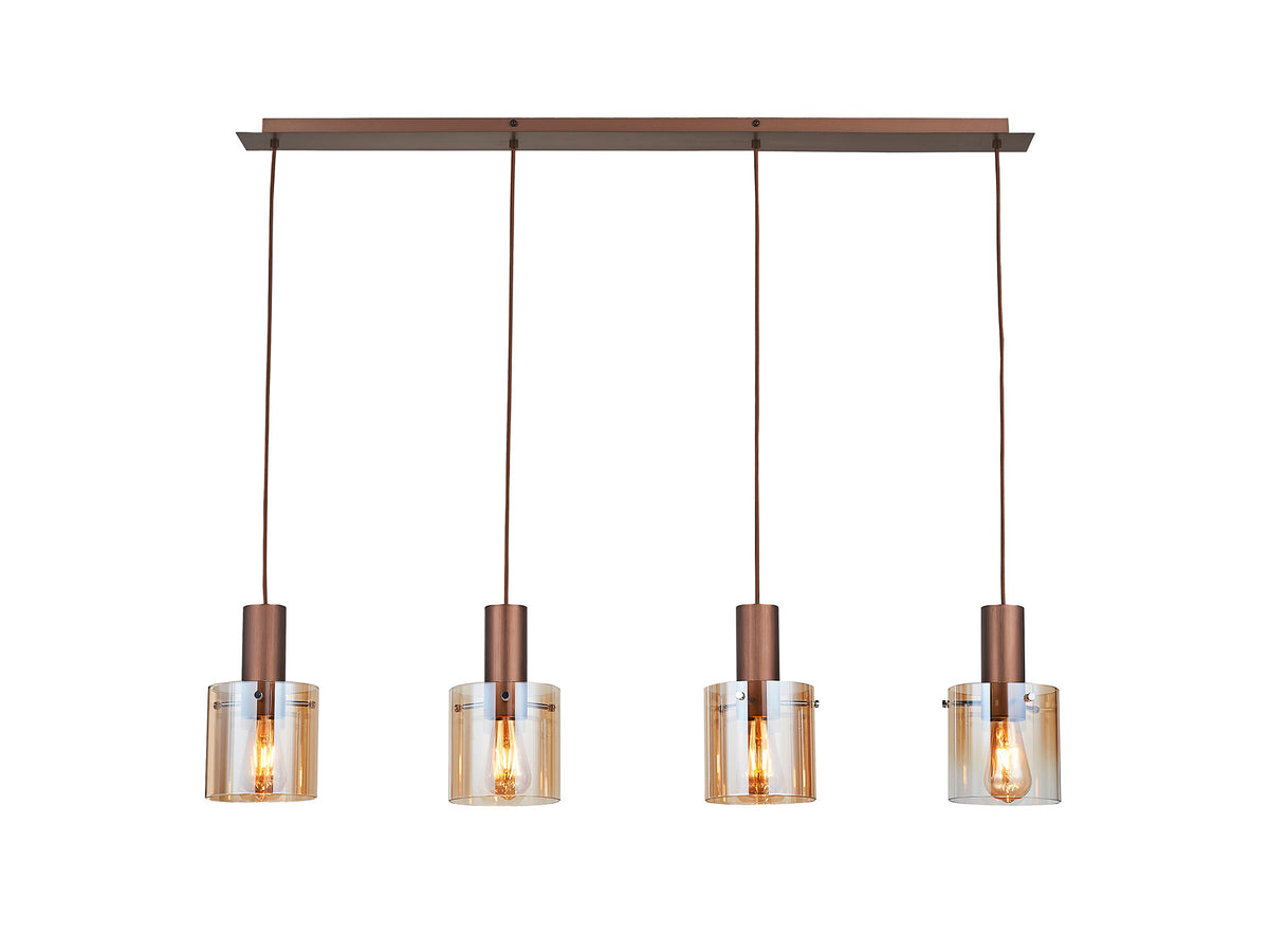 Lámpara Colgante Venize 4 Luces Cobre y Ámbar Schuller - vista principal | Schuller
