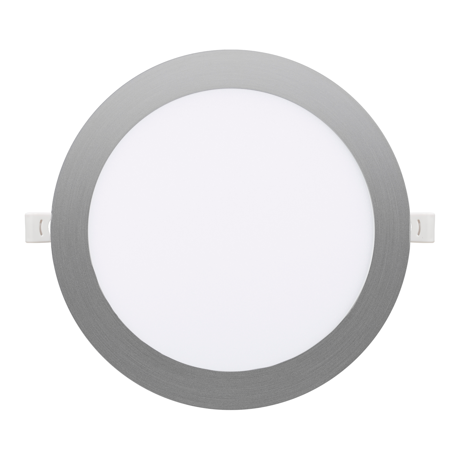 Downlight empotrado Silex 18W níquel, vista frontal. Iluminación LED eficiente para interiores.