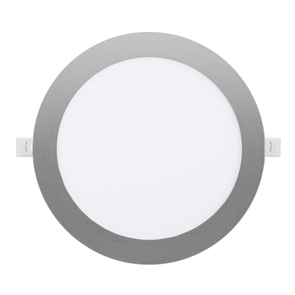 Downlight empotrado Silex 18W níquel, vista frontal. Iluminación LED eficiente para interiores.