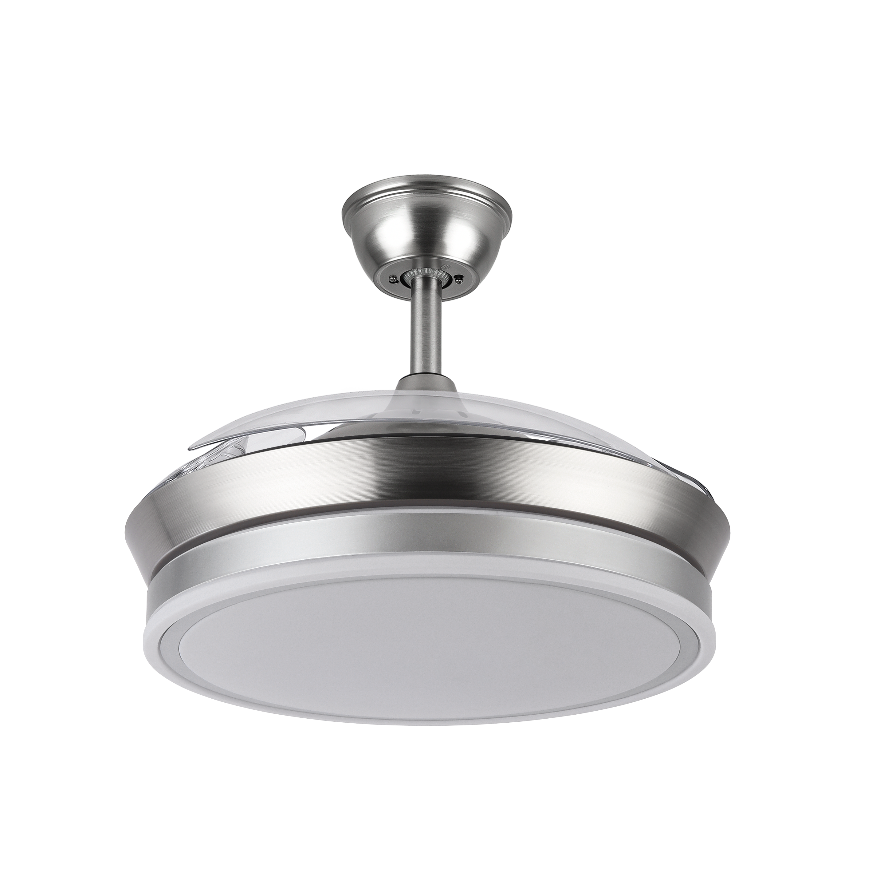 Ventilador Bayomo Níquel 72W con 3 aspas plegables, control remoto y temporizador. luzguru.com