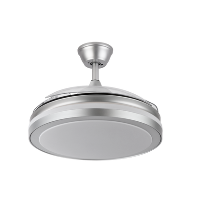 Ventilador de techo plata con mando a distancia, perfecto para interior