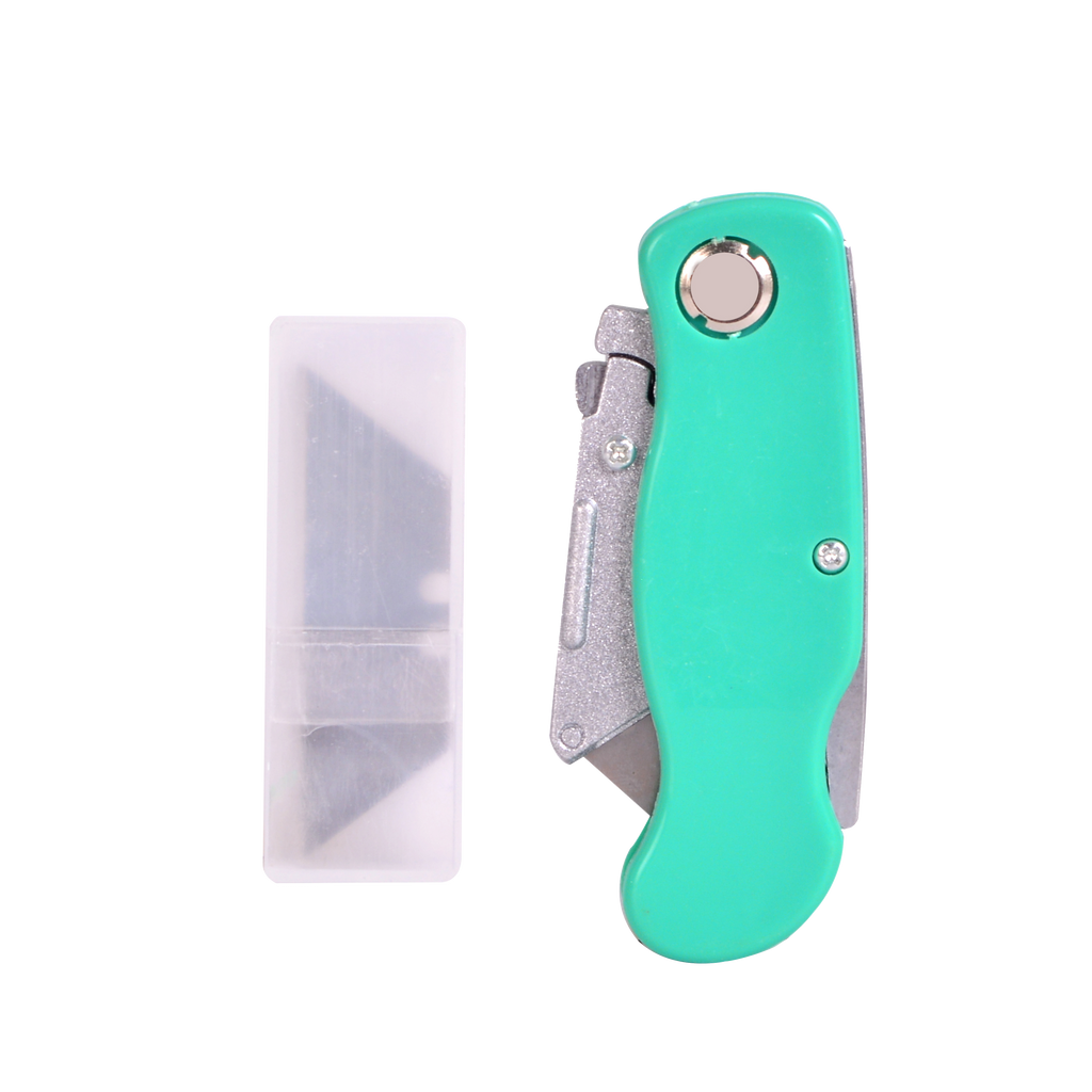 Cúter PRECISO Verde 18mm plegable con 6 recambios incluidos. Fabrilamp.