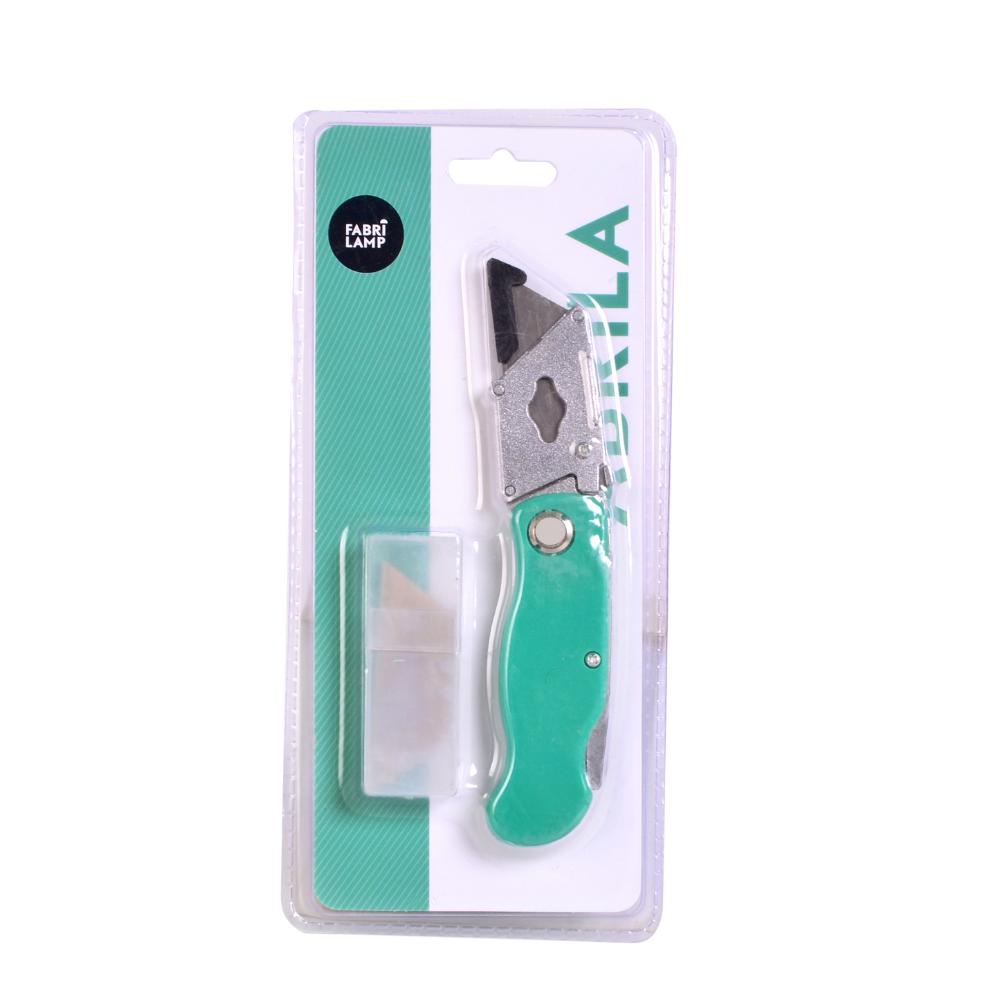 Cúter plegable verde, ideal para trabajos de bricolaje