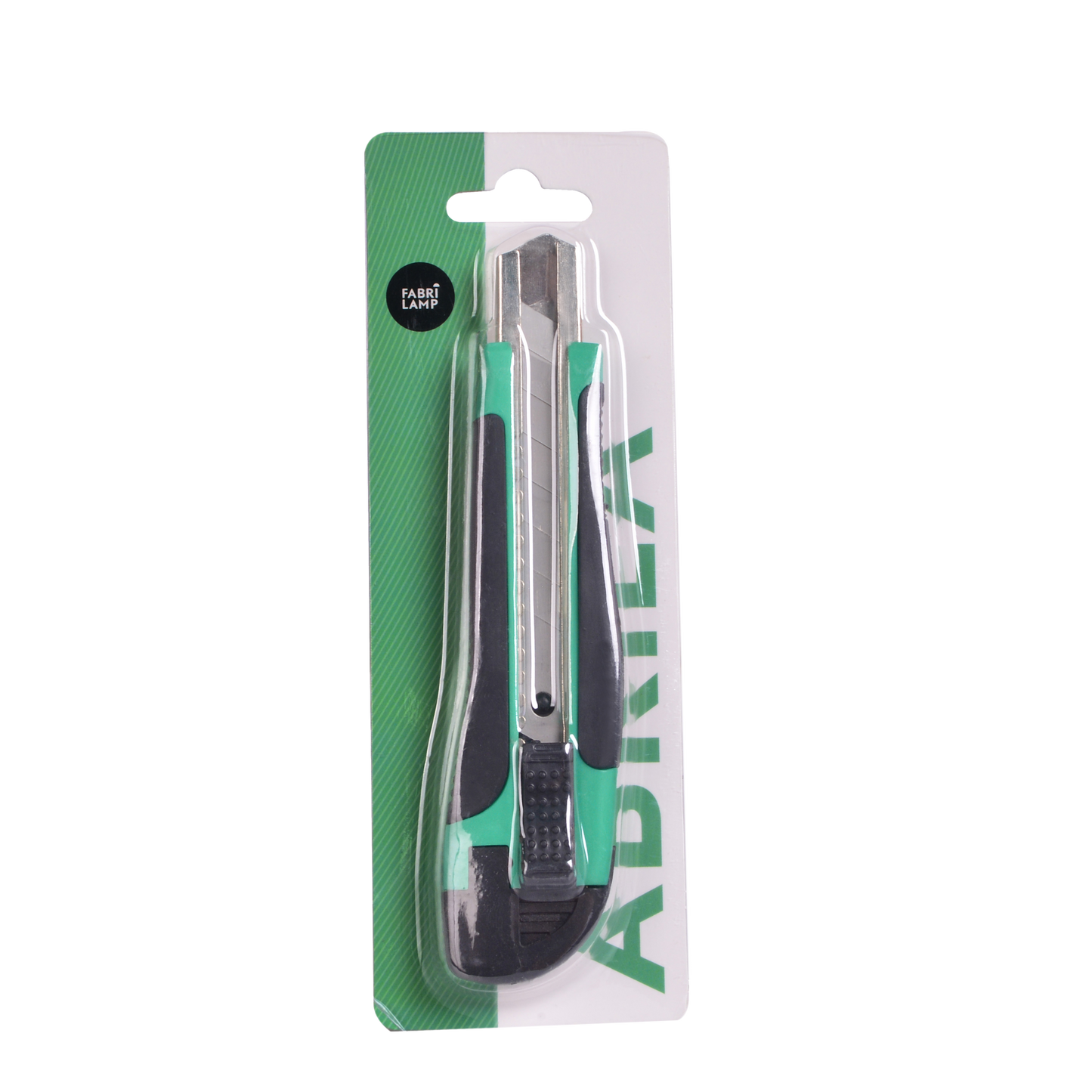 Cúter ergonómico verde y negro ideal para ferretería