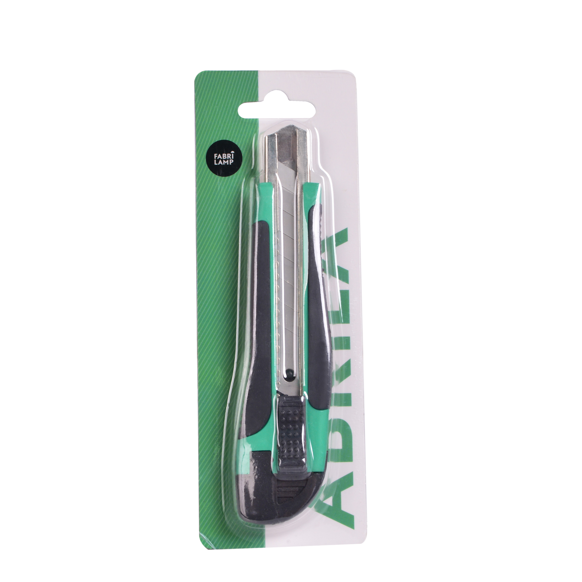 Cúter ergonómico verde y negro ideal para ferretería